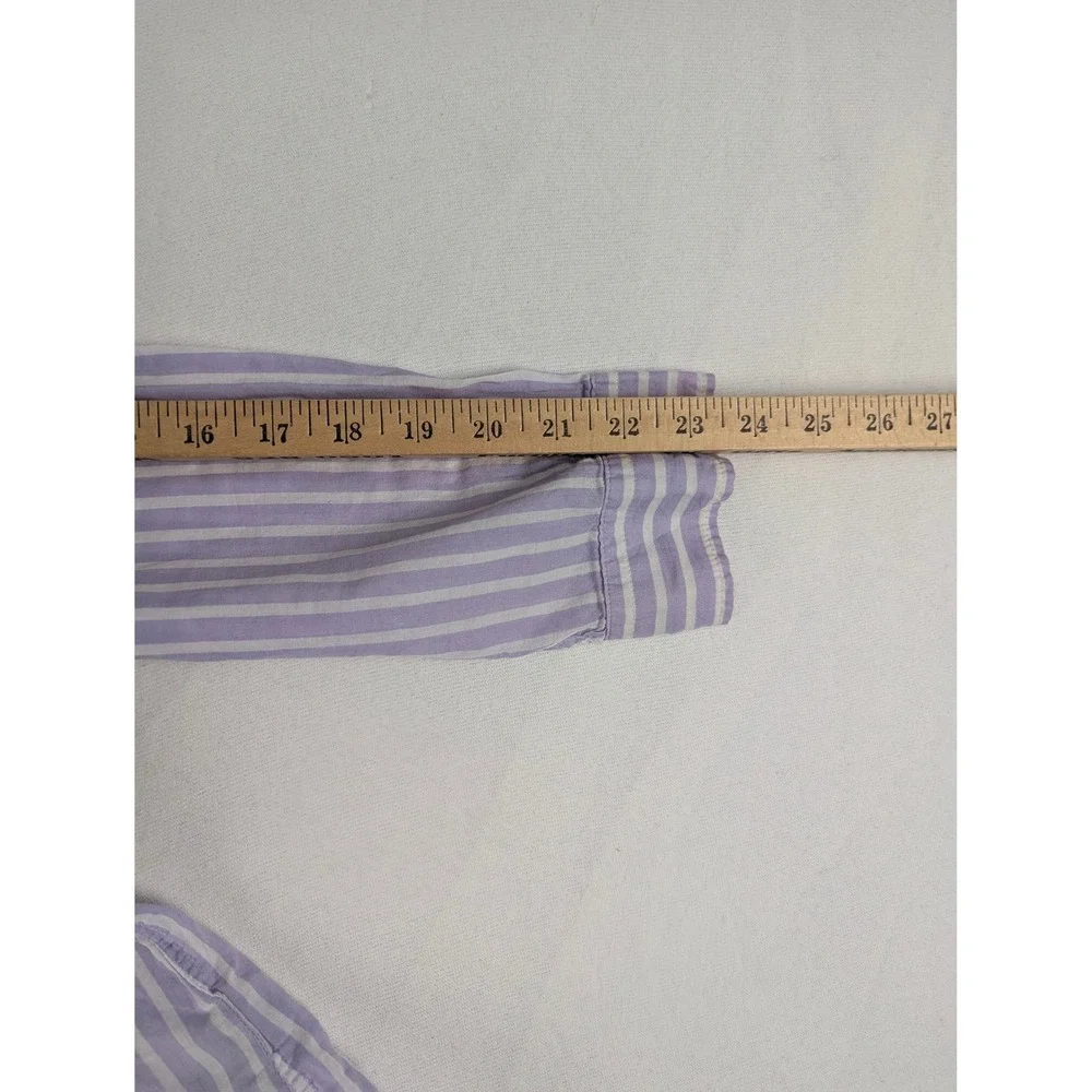 Lauren Ralph Lauren Womens Purple White Striped Cotton Button Down Shirt Large - Picture 10 of 11